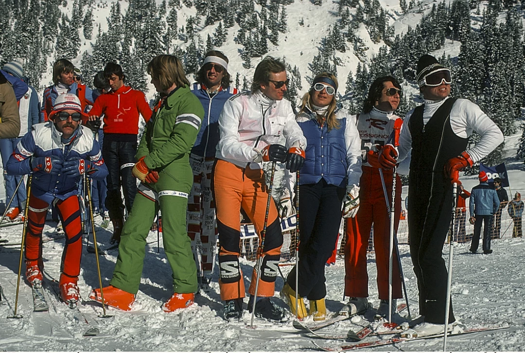 French Freestyle Team 70's Nano Portier Guy in green Christian Julland Christine LeBaron  Micky Narbon & Henri Authier